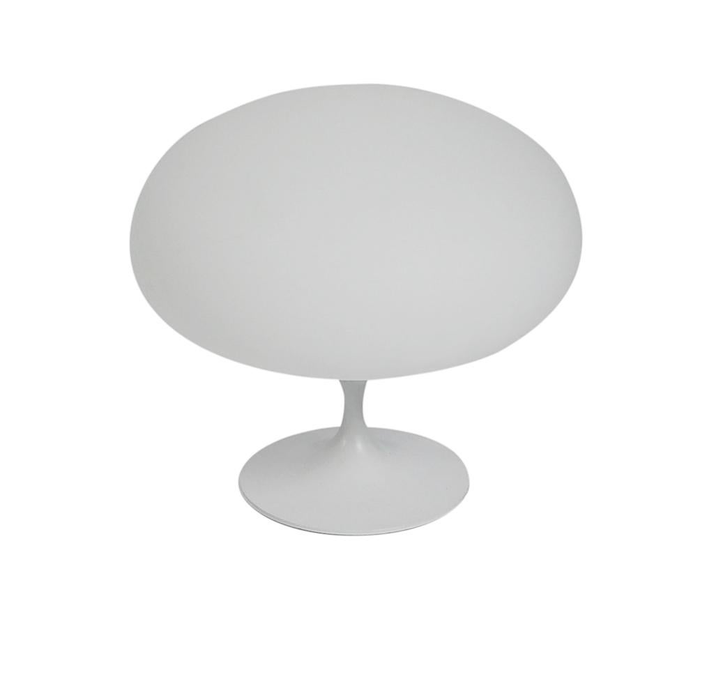 Mid-Century Modern Mushroom Table Lamp by Designline in White on White Glass In New Condition For Sale In Philadelphia, PA