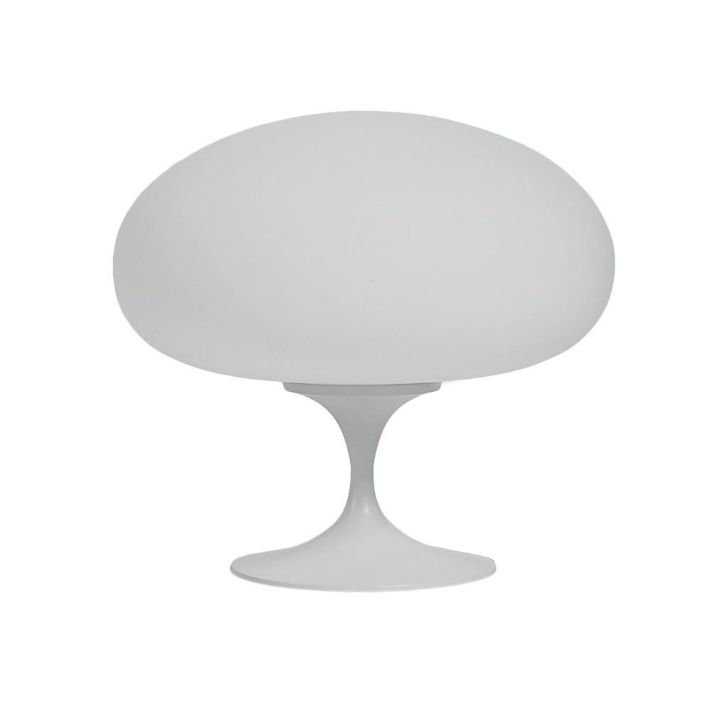 Aluminum Mid-Century Modern Mushroom Table Lamp by Designline in White on White Glass For Sale