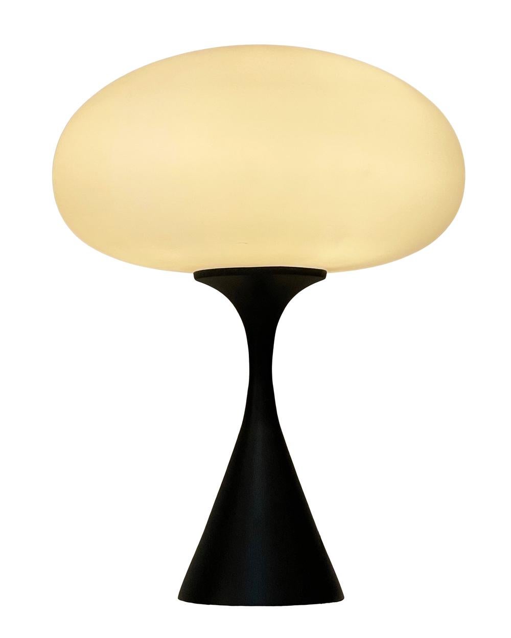 Indian Mid-Century Modern Mushroom Table Lamp by Designline in Black & White For Sale