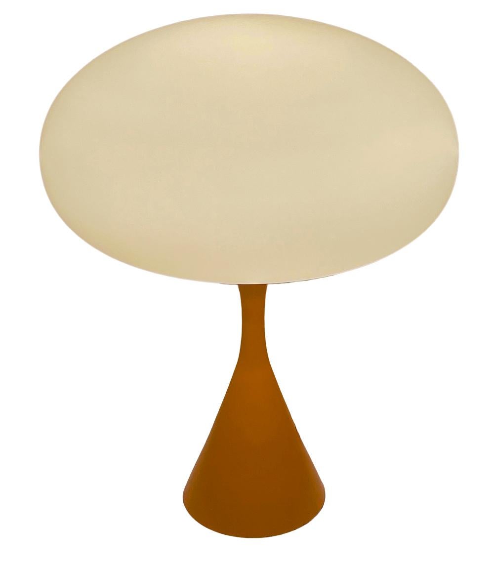 Indian Mid-Century Modern Mushroom Table Lamp by Designline in Orange & White For Sale