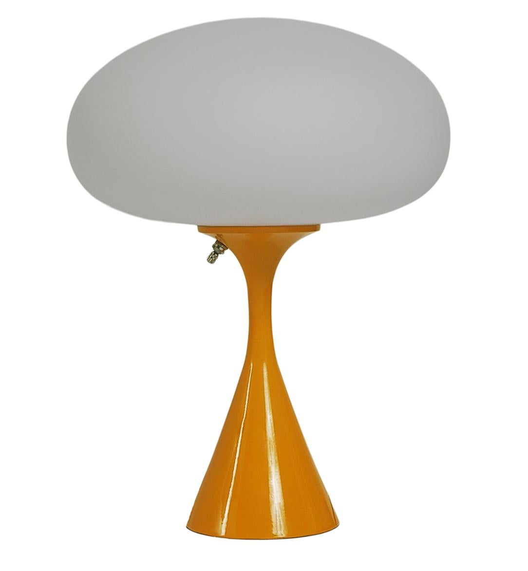 Indian Mid-Century Modern Mushroom Table Lamp by Designline in Orange & White For Sale