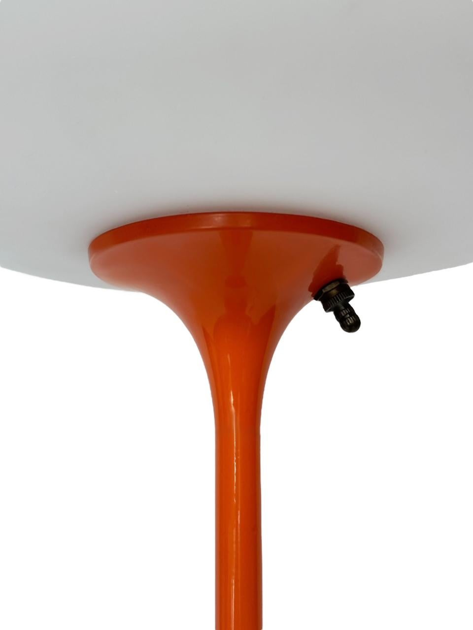 Mid-Century Modern Stemlite Floor Lamp by DesignLine in Orange with White Frosted Glass Shade