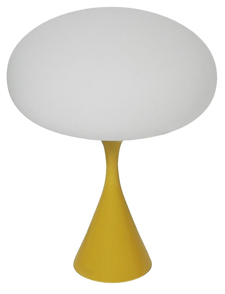 Indian Mid-Century Modern Mushroom Table Lamp by Designline in Yellow & White For Sale