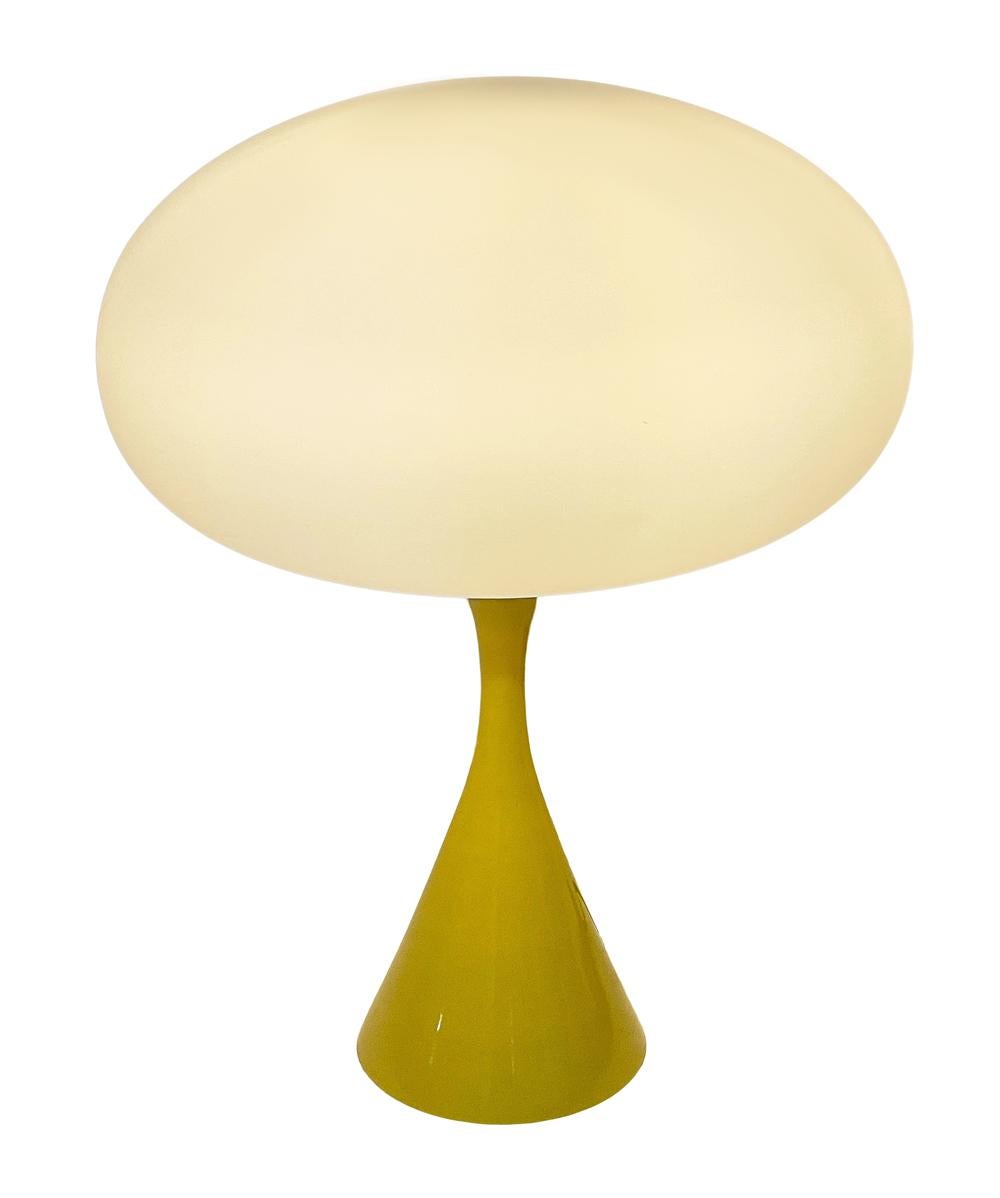 Mid-Century Modern Mushroom Table Lamp by Designline in Yellow & White In New Condition For Sale In Philadelphia, PA