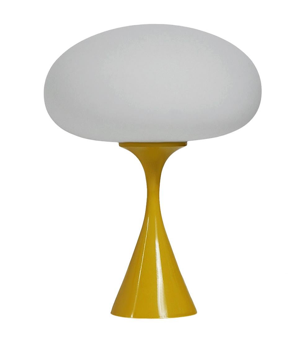 Contemporary Mid-Century Modern Mushroom Table Lamp by Designline in Yellow & White For Sale