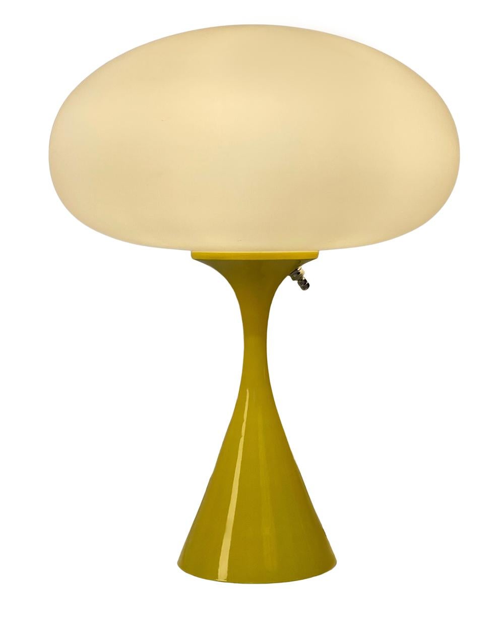 Aluminum Mid-Century Modern Mushroom Table Lamp by Designline in Yellow & White For Sale