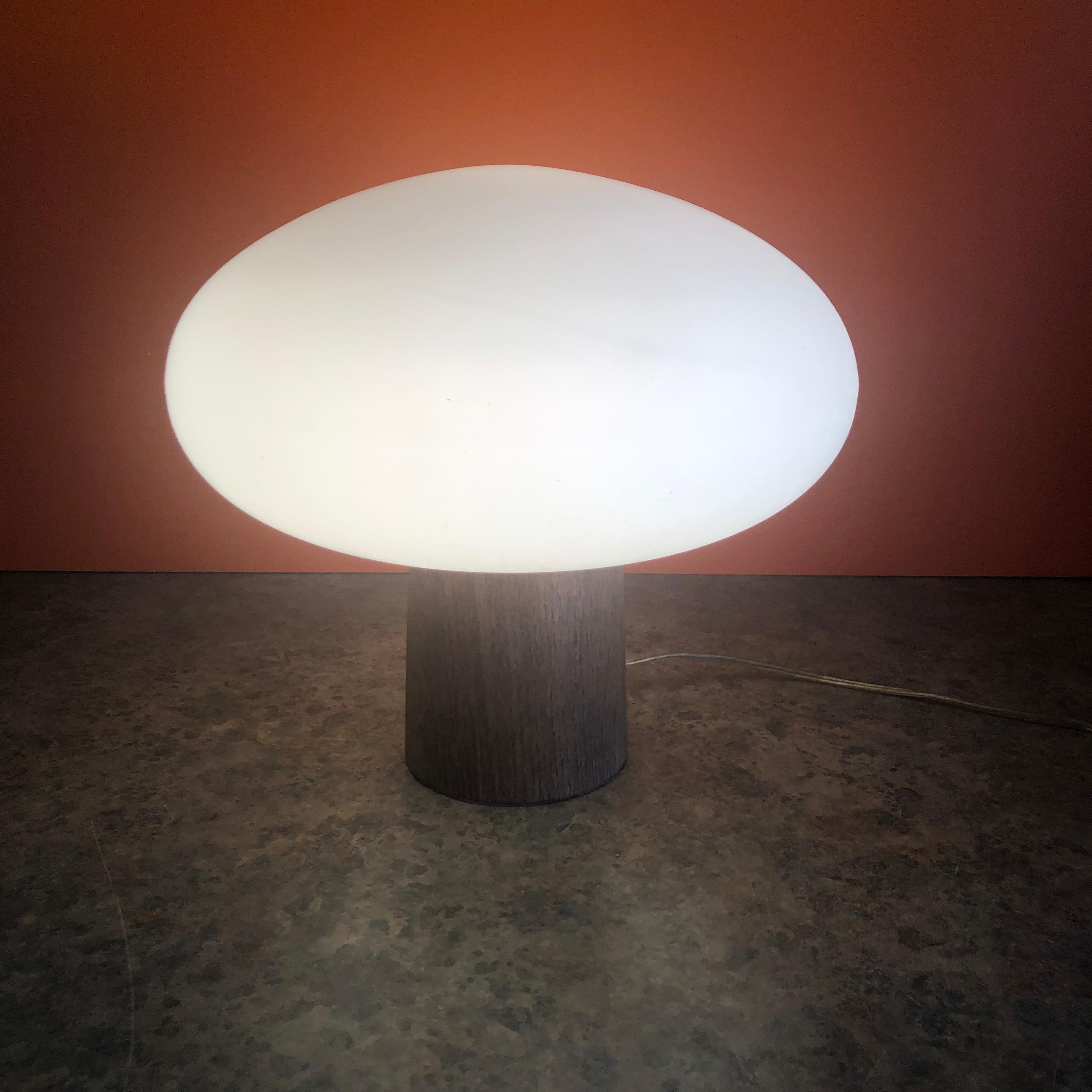 American Mid-Century Modern Mushroom Table Lamp on Solid Teak Base by Laurel Lamp Co.