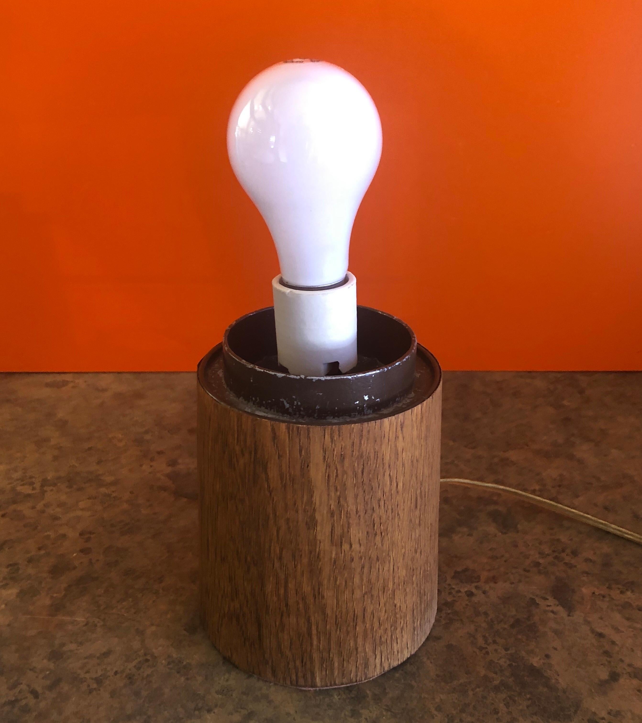 20th Century Mid-Century Modern Mushroom Table Lamp on Solid Teak Base by Laurel Lamp Co.