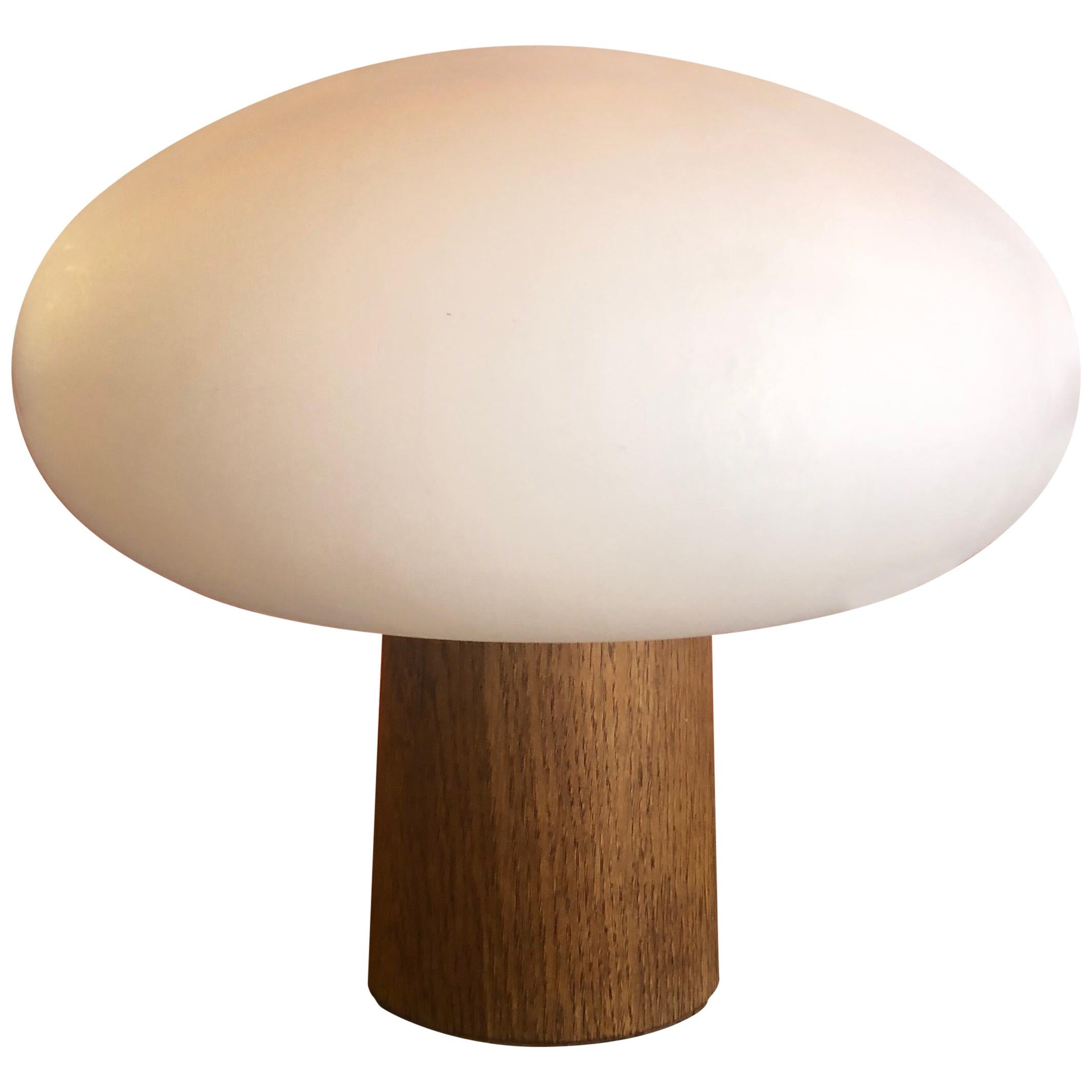 Mid-Century Modern Mushroom Table Lamp on Solid Teak Base by Laurel Lamp Co.