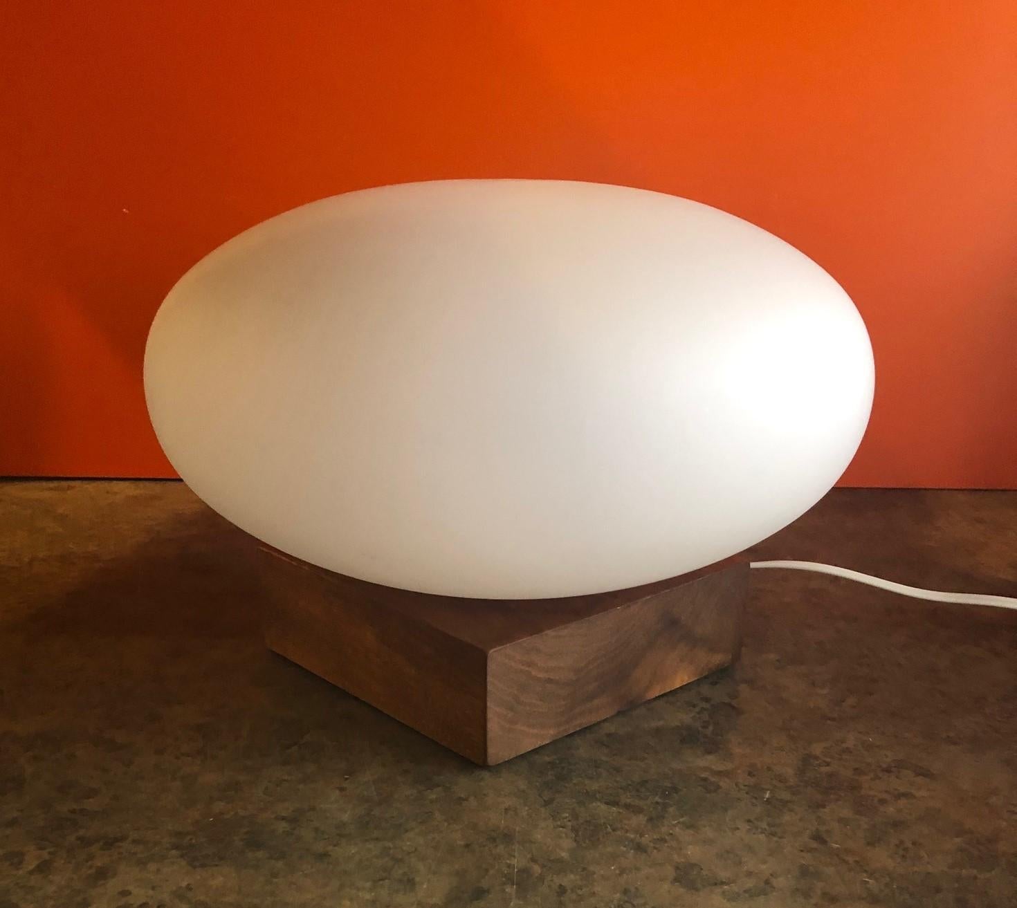 Mid-Century Modern Mushroom Table Lamp on Solid Walnut Base 4