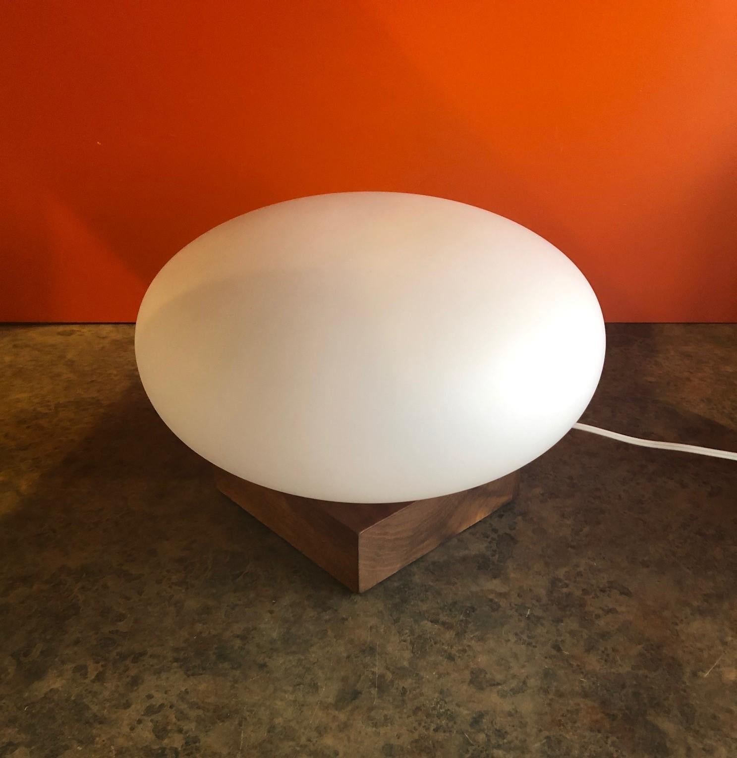 Mid-Century Modern Mushroom Table Lamp on Solid Walnut Base 1