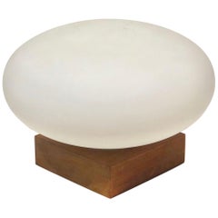 Mid-Century Modern Mushroom Table Lamp on Solid Walnut Base