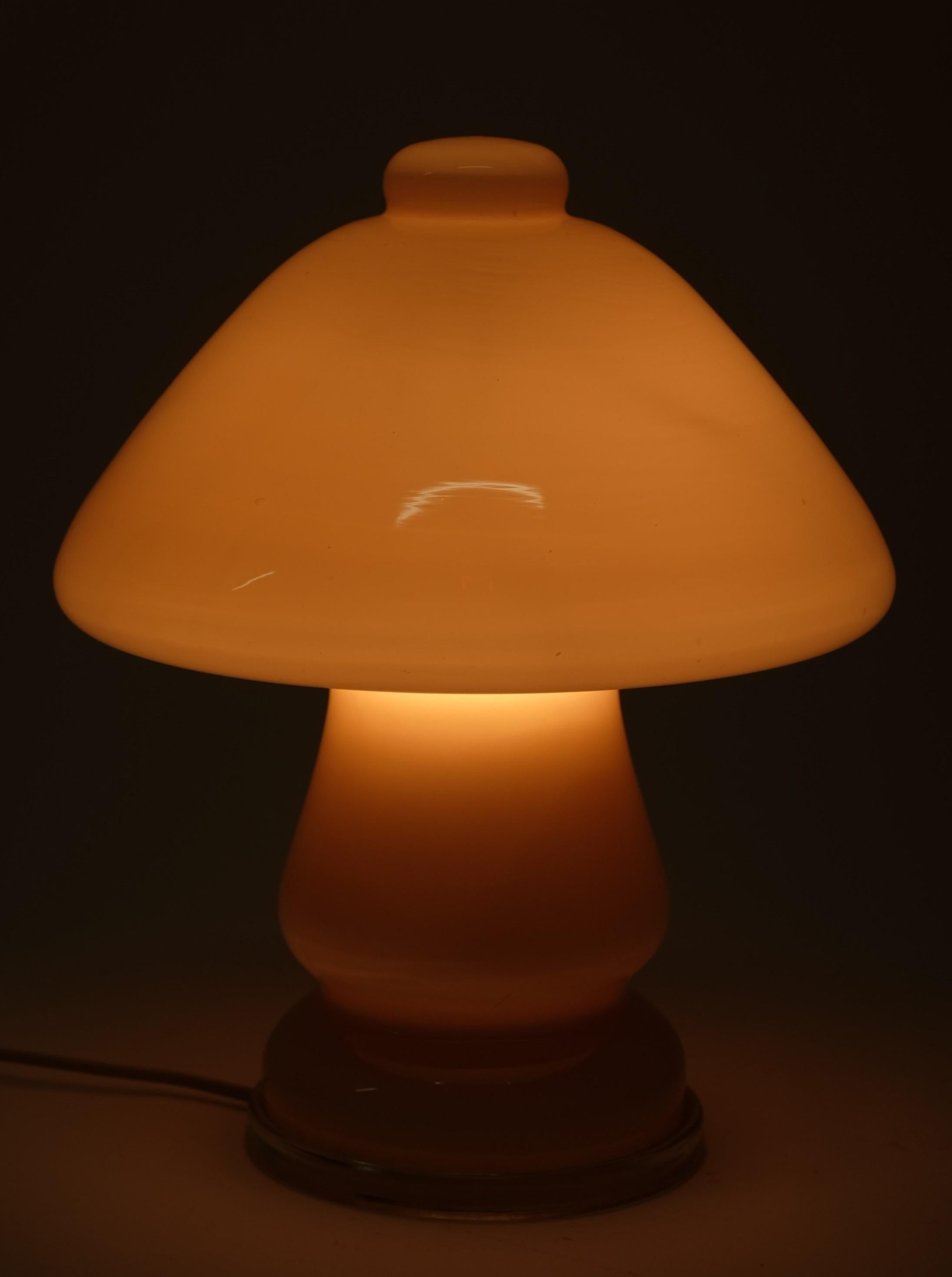 Mid-Century Modern Mushroom Table Lamp Pink Glass, Germany 1960s For Sale 7