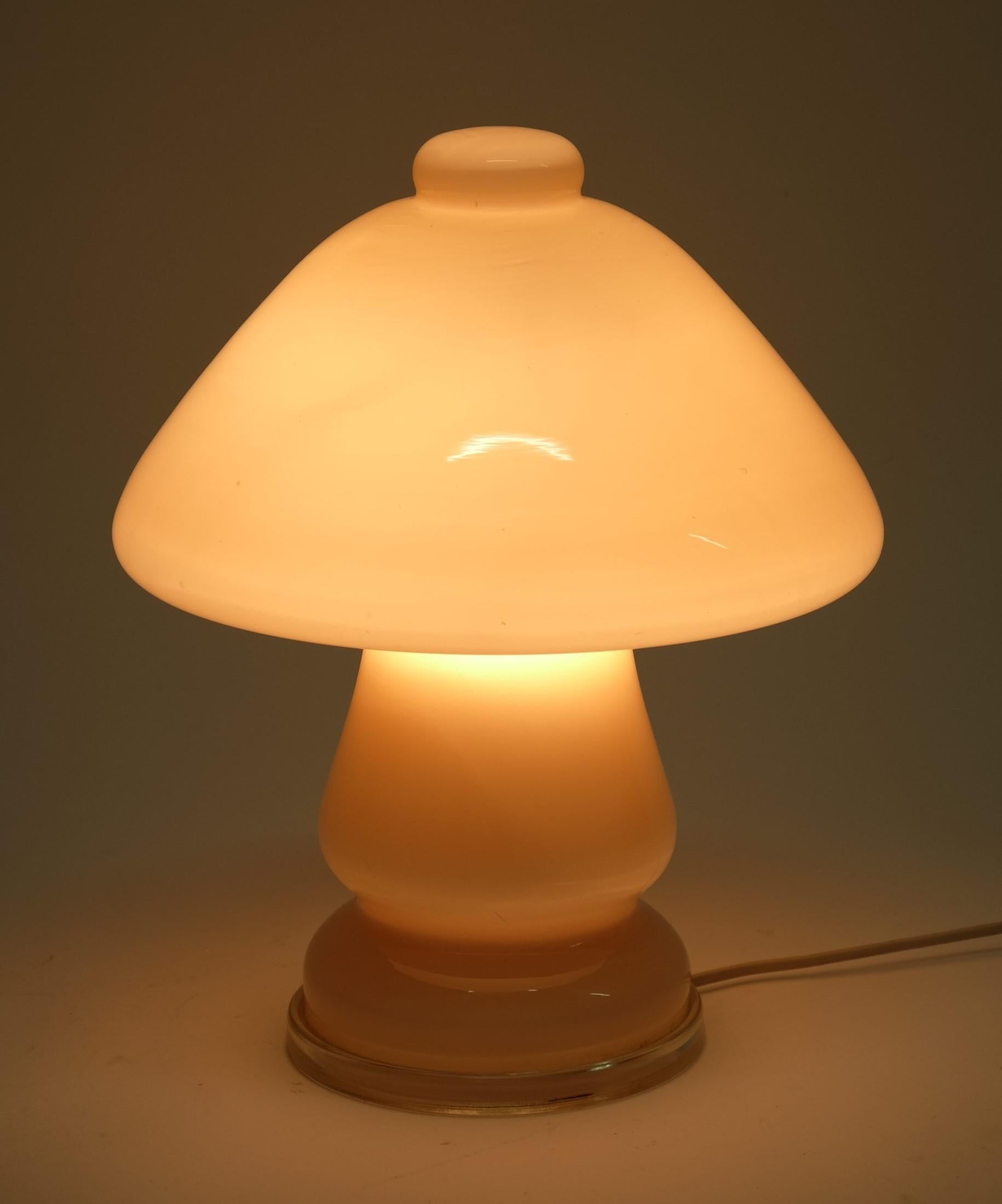 Mid-20th Century Mid-Century Modern Mushroom Table Lamp Pink Glass, Germany 1960s For Sale