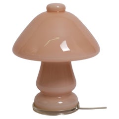 Vintage Mid-Century Modern Mushroom Table Lamp Pink Glass, Germany 1960s