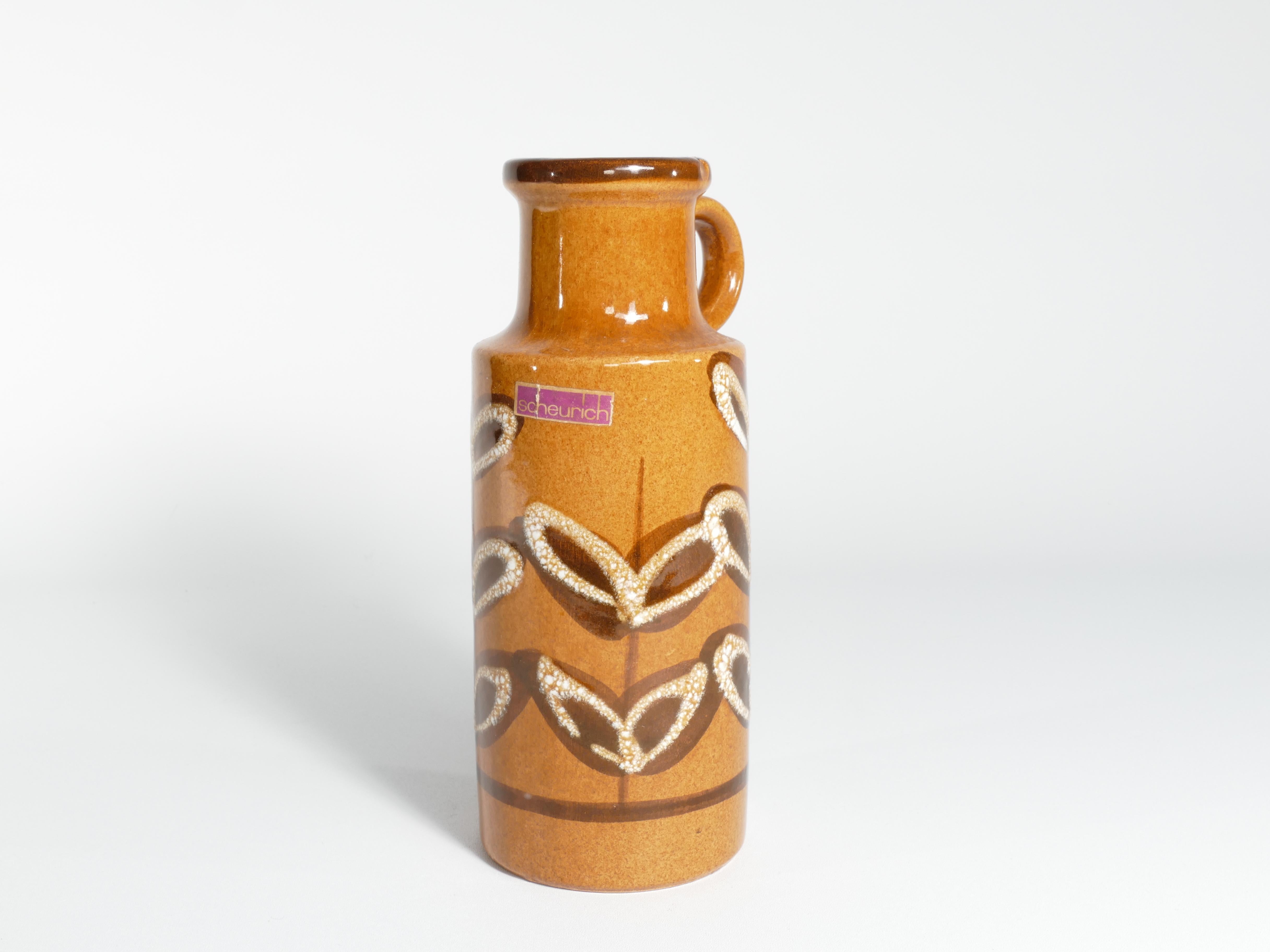 Ceramic Mid-century Modern Mustard Yellow Vase by Scheurich, Germany, 1970's For Sale