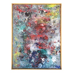 Mid-Century Modern Muti Colored Abstract Painting by E. Frank 