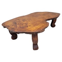 Used Mid Century Modern Nakashima Style Live Edge Low Profile Rustic Coffee Table
