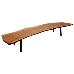 Mid Century Modern Nakashima Style Live Edge Walnut Slab Studio Coffee Table