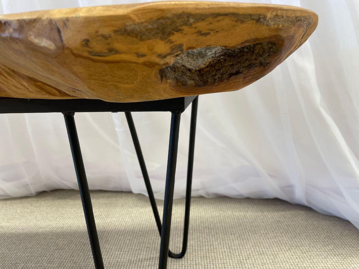 Late 20th Century Mid-Century Modern Nakashima Style Organic Wooden Bench/Table with Two Stools