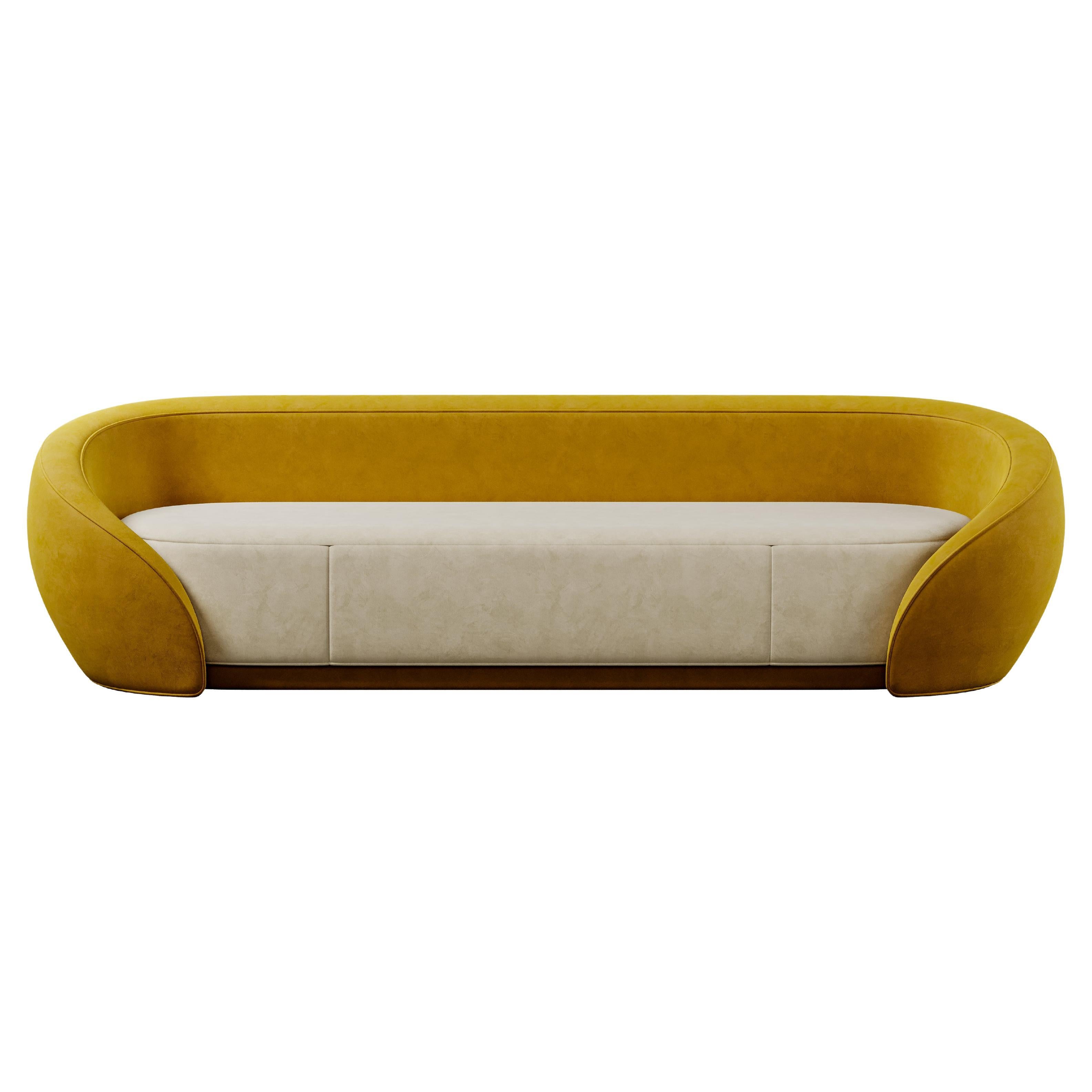 Canapé Nancy moderne du milieu du siècle en velours de coton par Ottiu