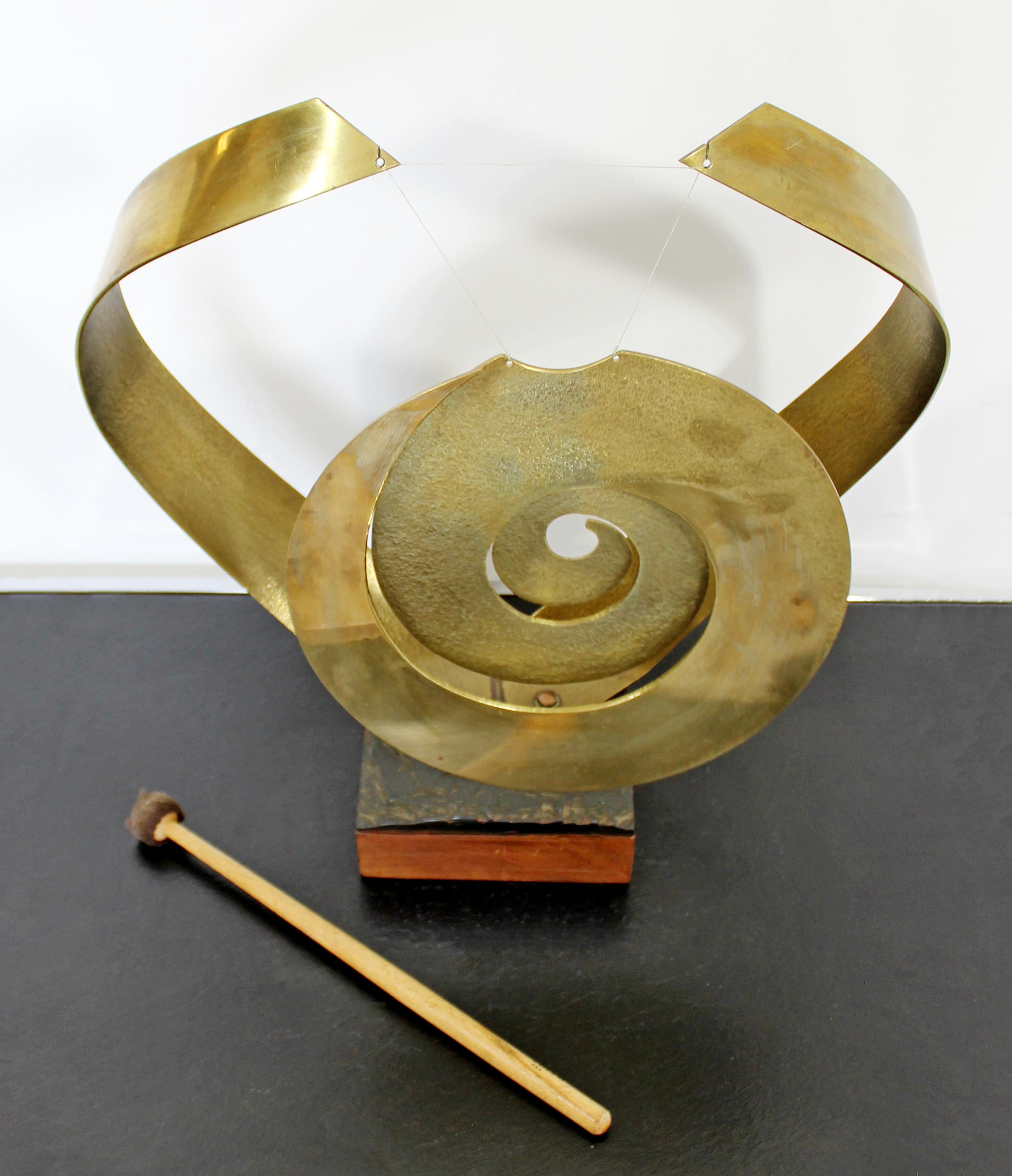 For your consideration is a stupendous, gong table sculpture, made of bronze, titled 