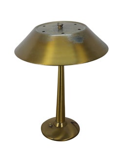 Mid Century Modern National Lighting Brushed Brass Mushroom UFO Lamp 21"