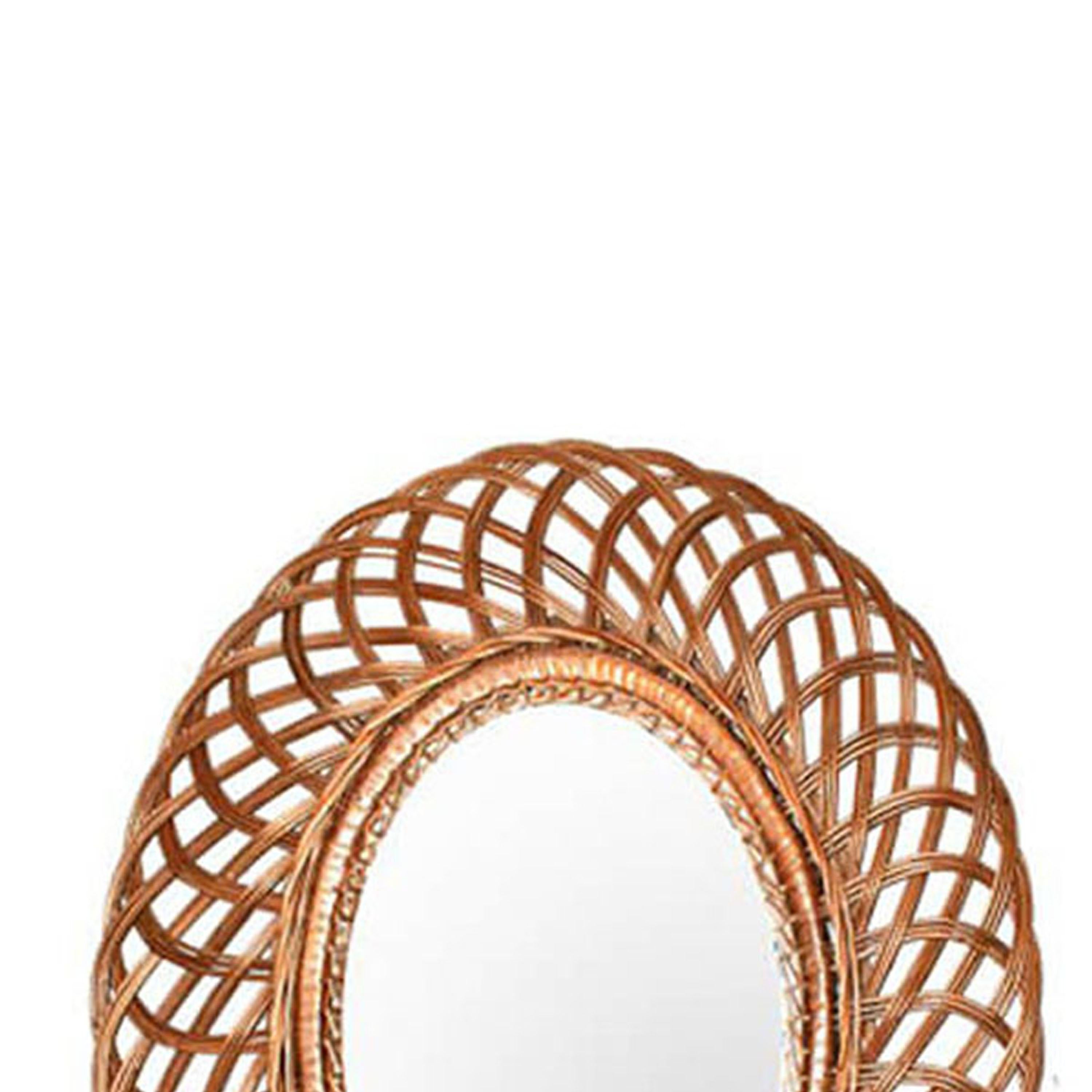 French Mid-Century Modern Natural Fiber Oval Wall Mirror, France, 1960 For Sale