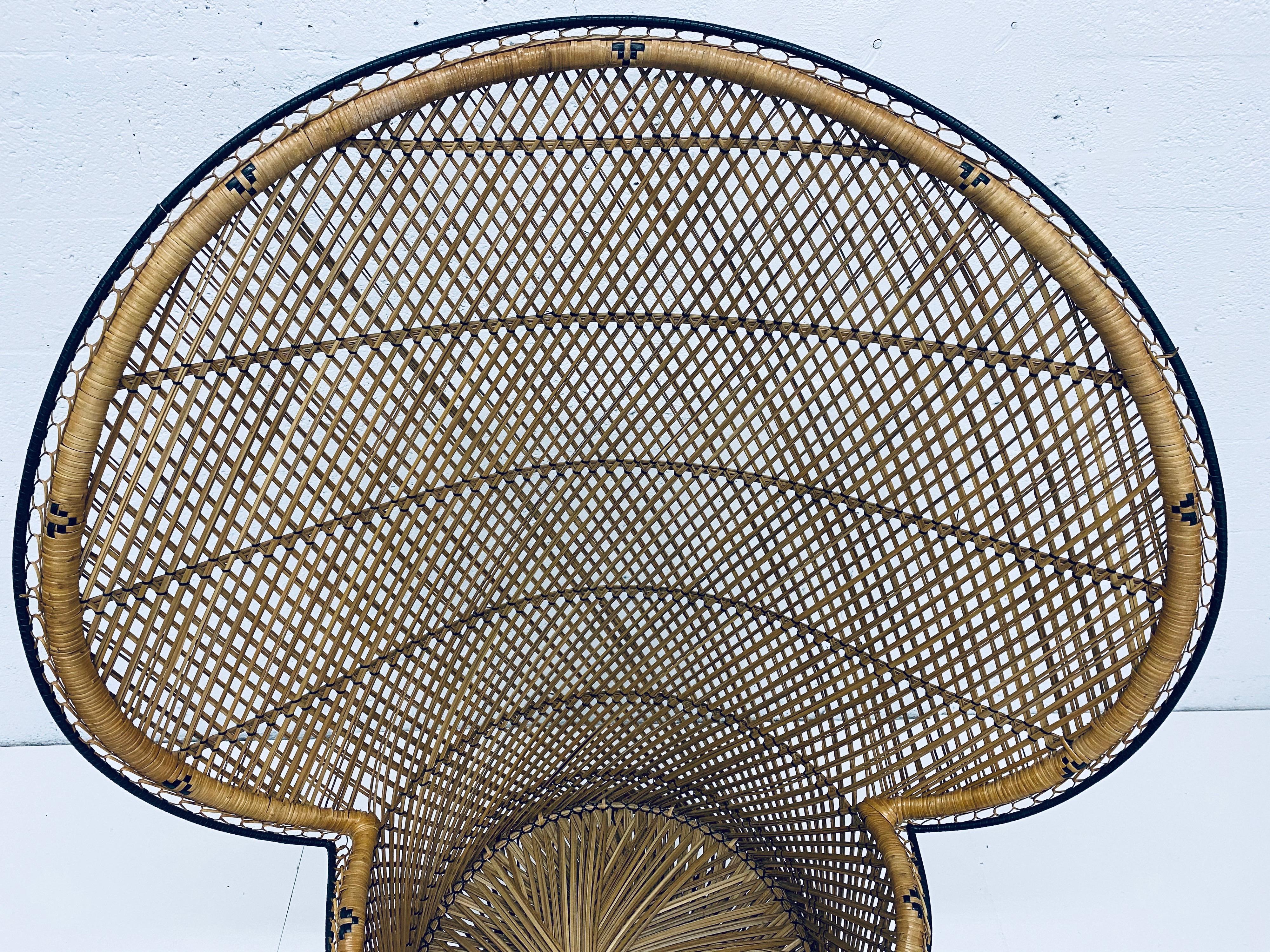 Mid-Century Modern Natural Rattan Emmanuel Style Peacock Chair, 1970s 3