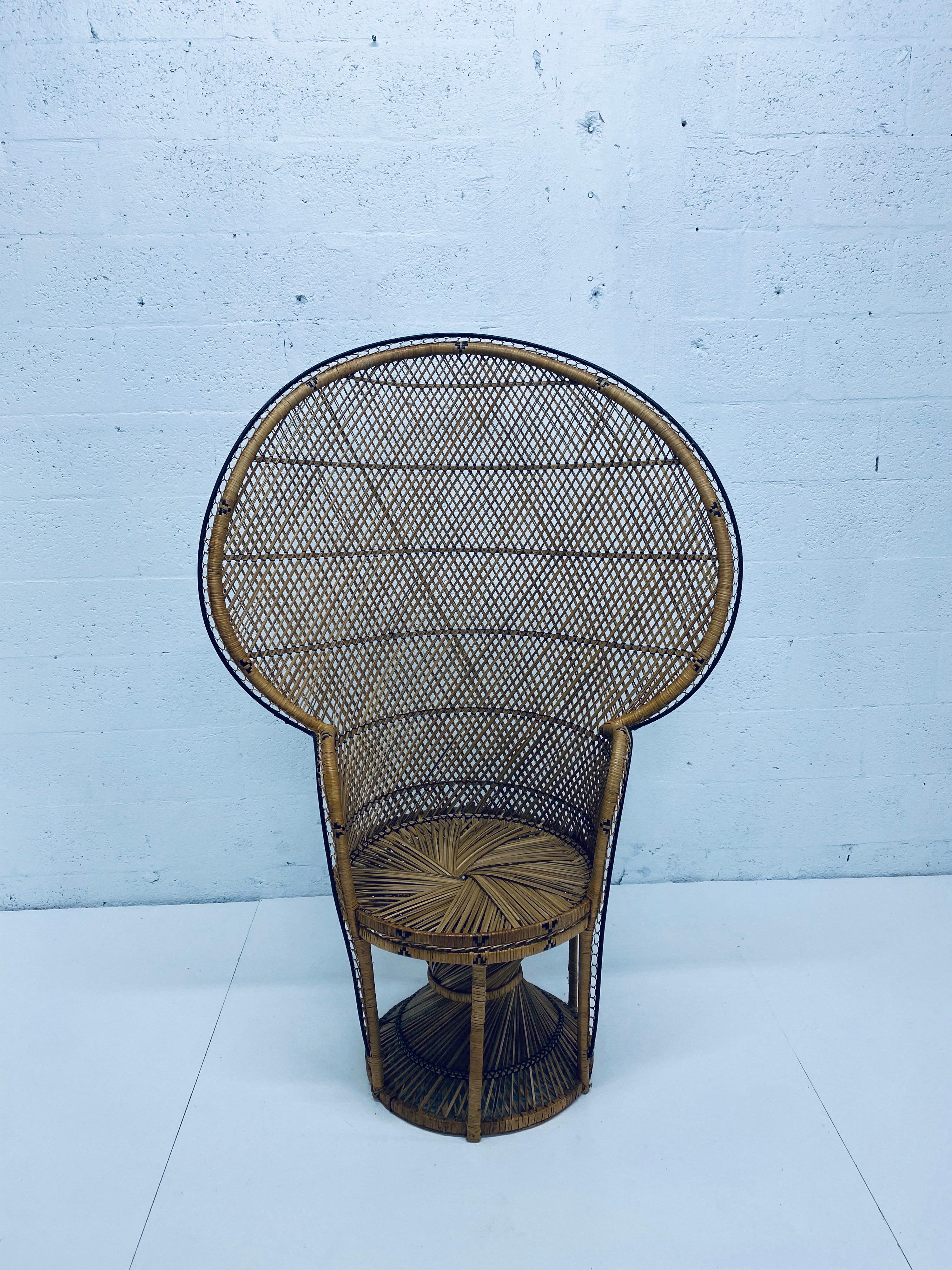 Mid-Century Modern Natural Rattan Emmanuel Style Peacock Chair, 1970s 5