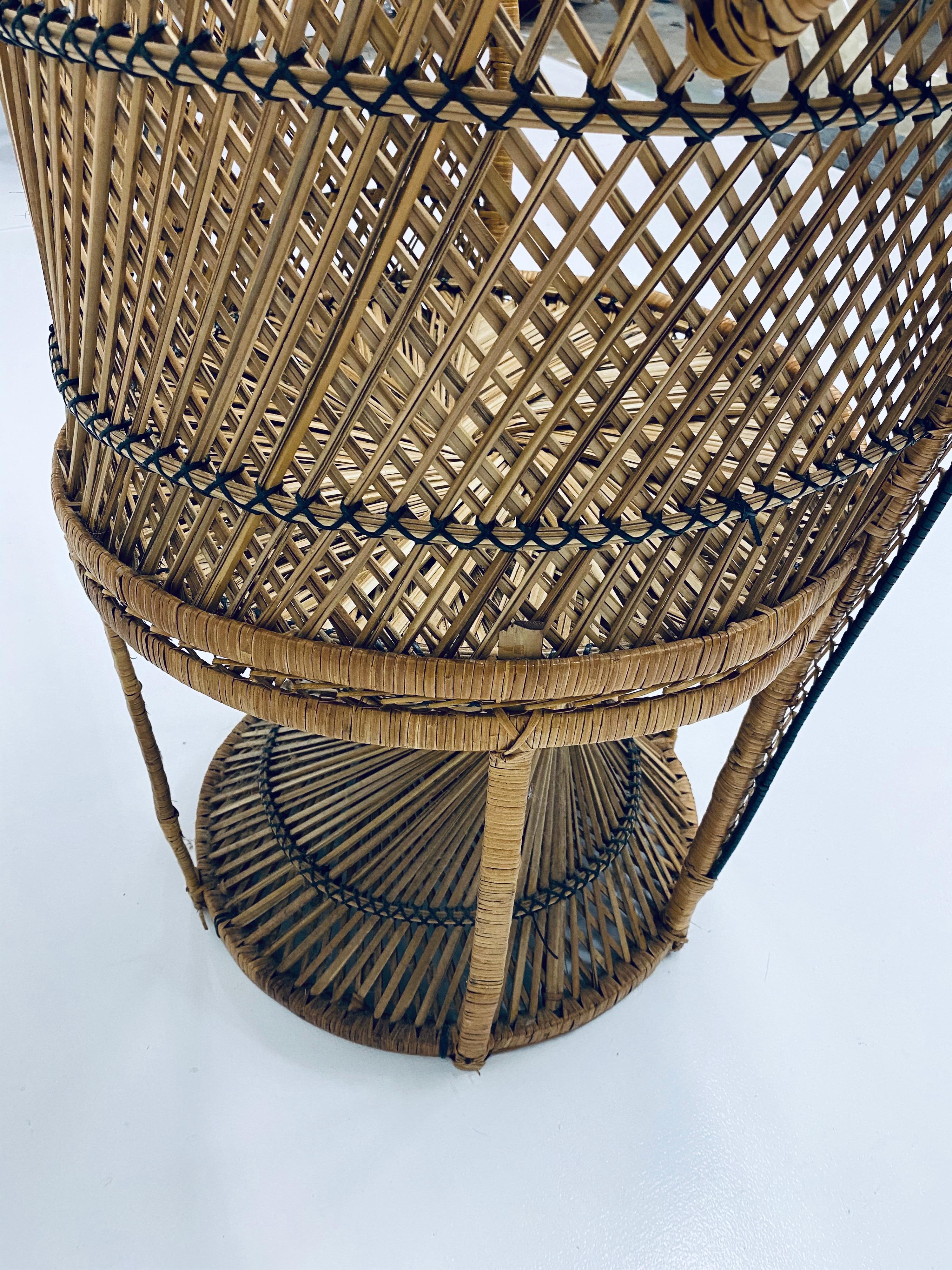 Mid-Century Modern Natural Rattan Emmanuel Style Peacock Chair, 1970s 8