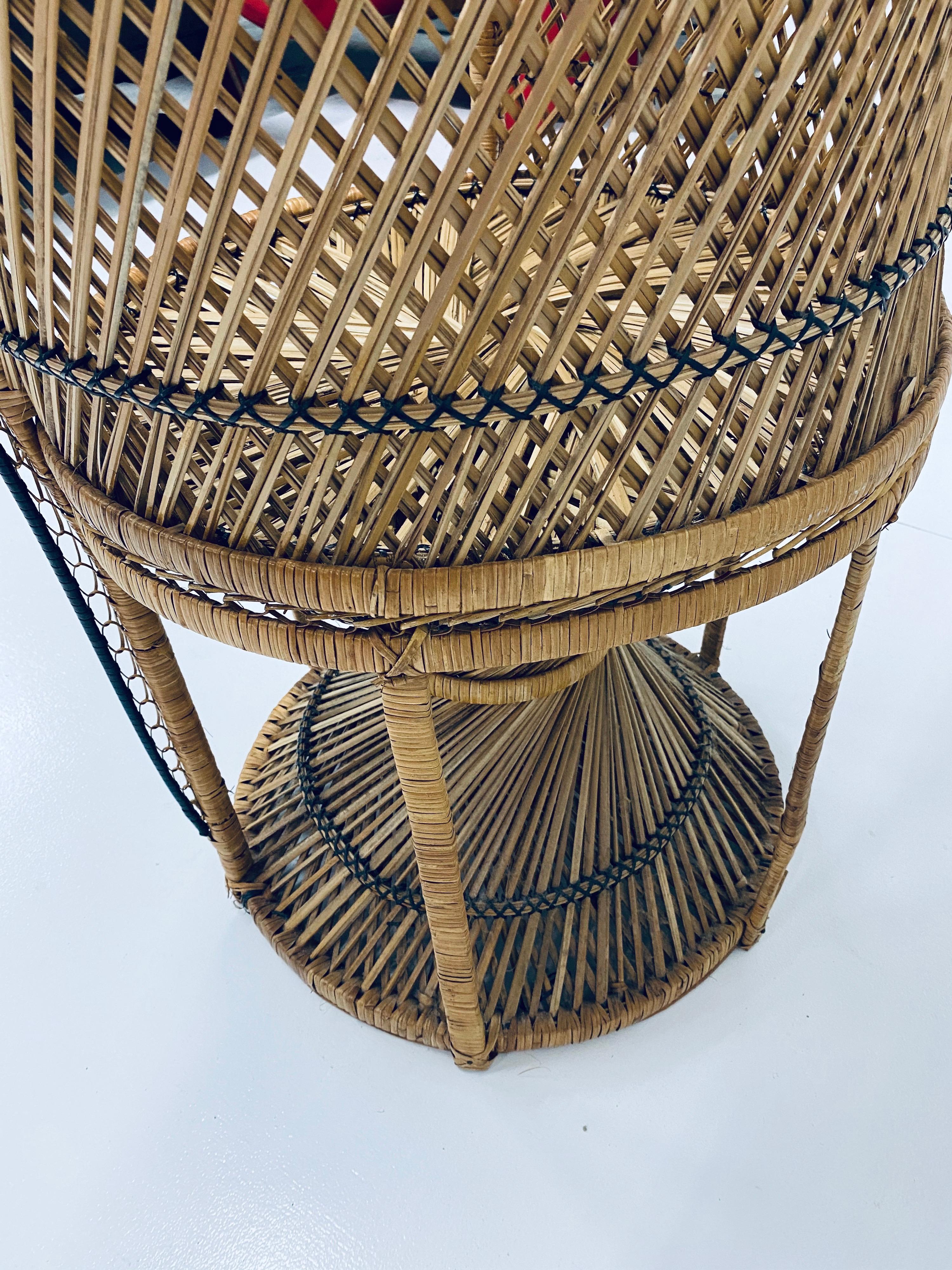 Mid-Century Modern Natural Rattan Emmanuel Style Peacock Chair, 1970s 9