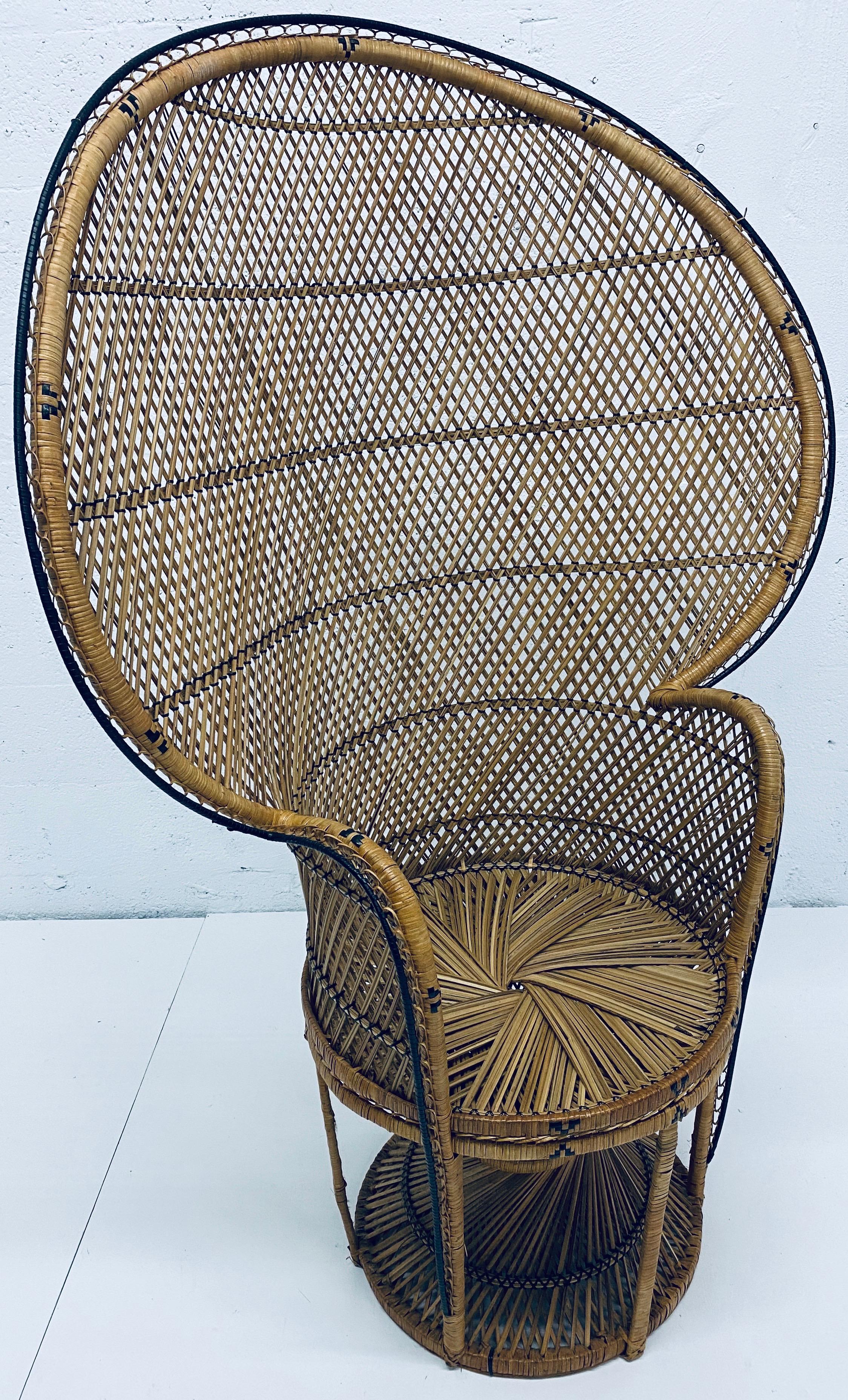 Mid-Century Modern Natural Rattan Emmanuel Style Peacock Chair, 1970s 11