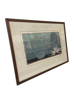 Mid-Century Modern Nautical Silkscreen Print, Signed and Numbered, circa 1950s
