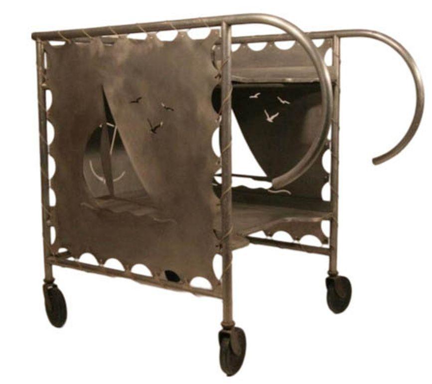 Mid-20th Century Mid-Century Modern Nautically Themed Bar Cart For Sale