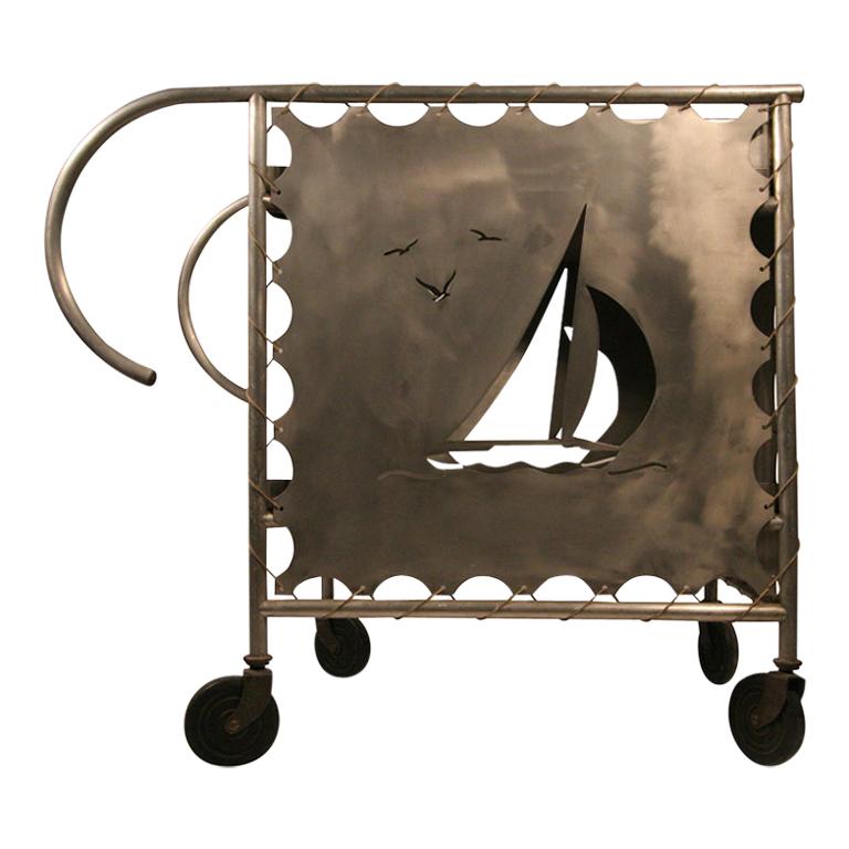 Mid-Century Modern Nautically Themed Bar Cart