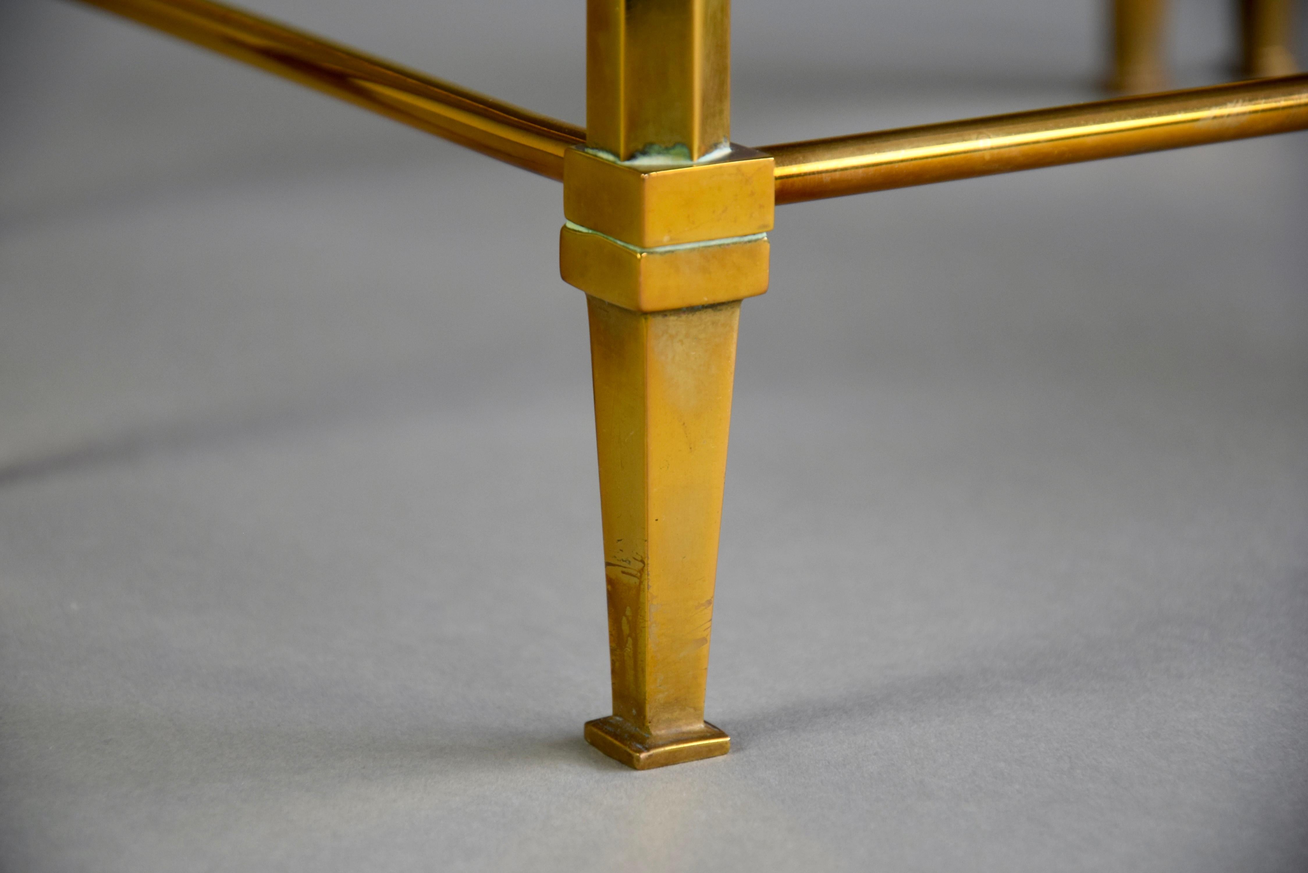 Mid-century Modern Neoclassical Brass Nesting Tables Attributed to Maison Jansen For Sale 2