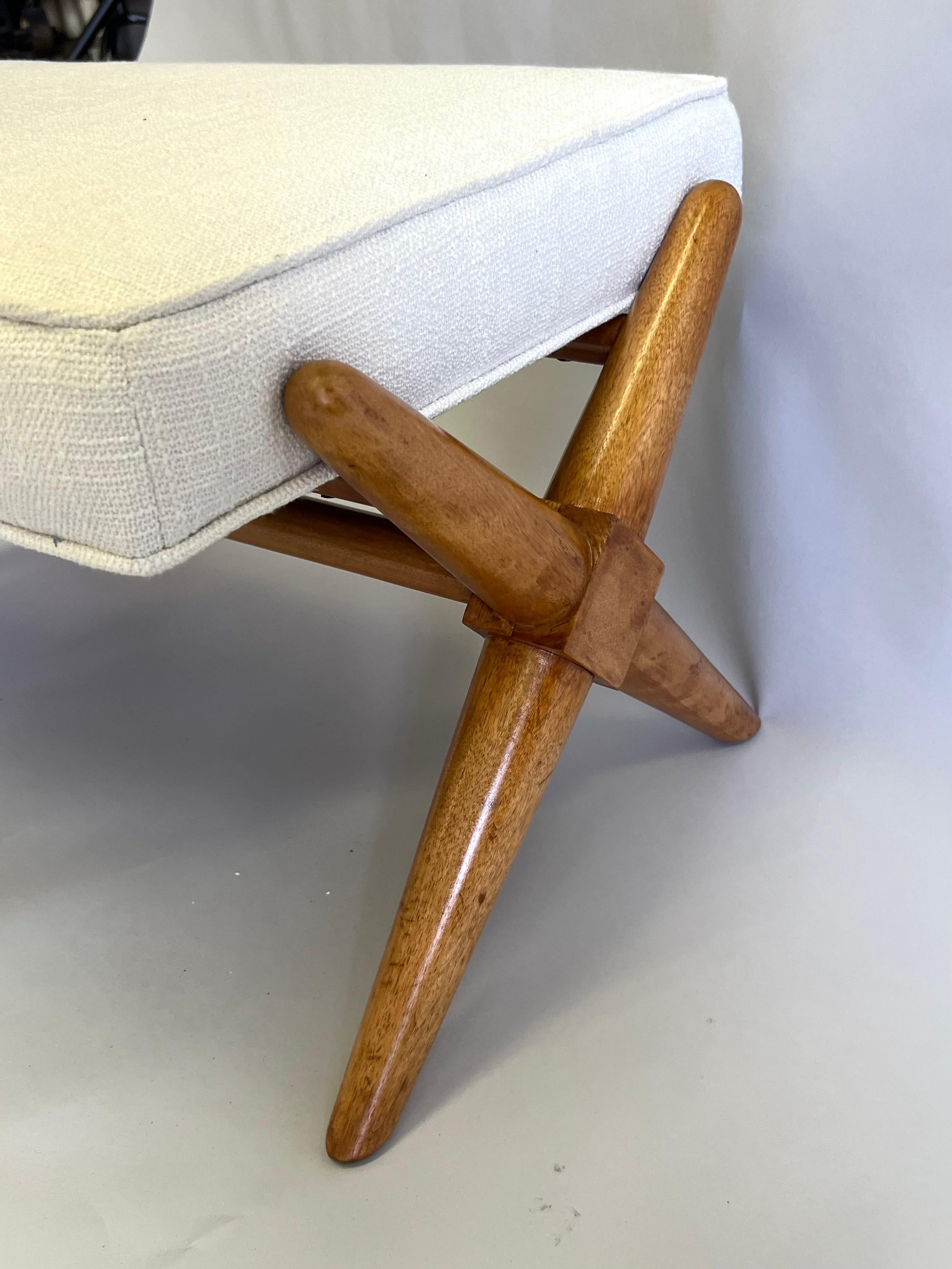 Mid-Century Modern Neoclassical Hardwood Bench in the style of Jean-Michel Frank For Sale 3
