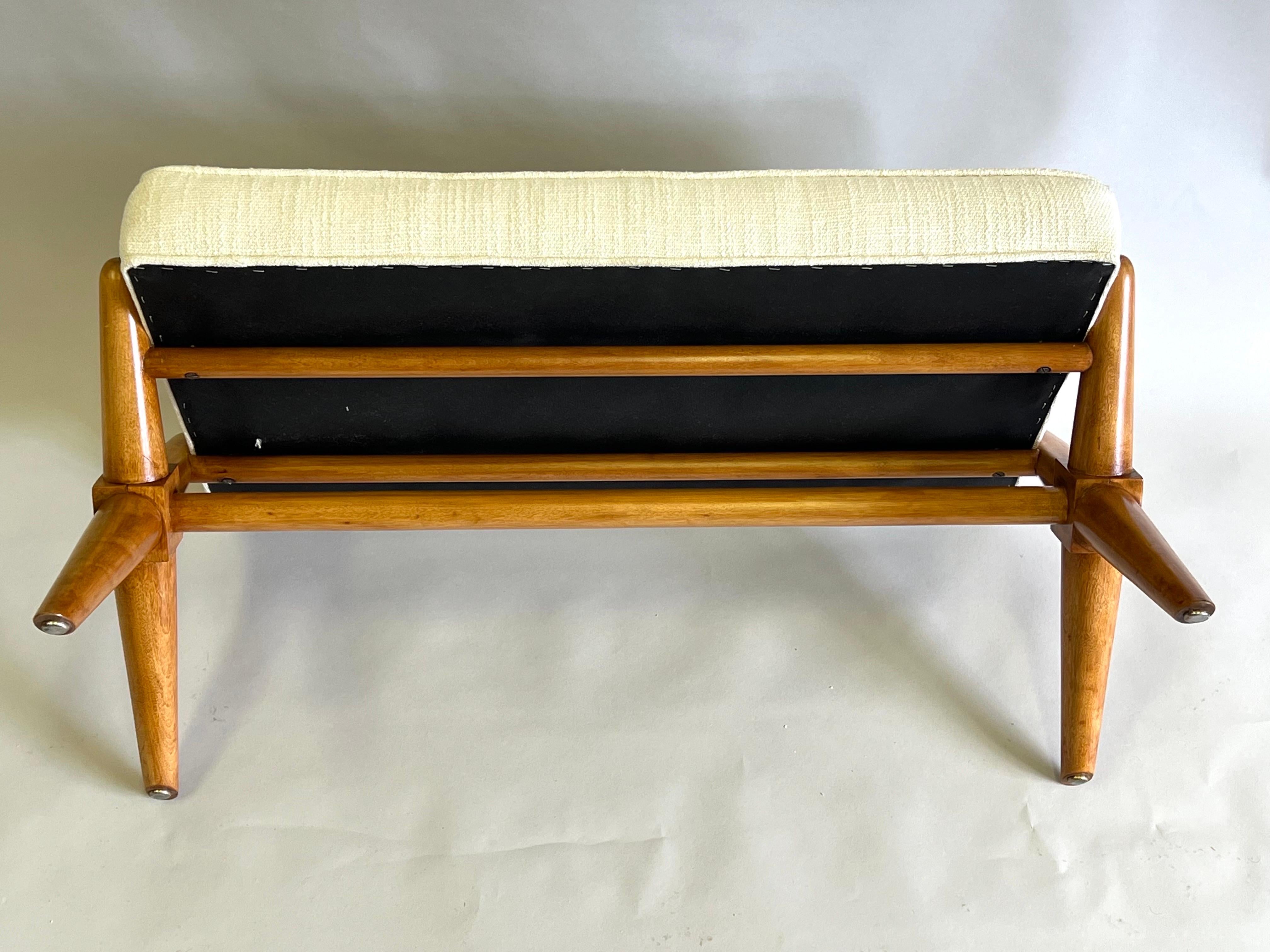 Mid-Century Modern Neoclassical Hardwood Bench in the style of Jean-Michel Frank For Sale 8