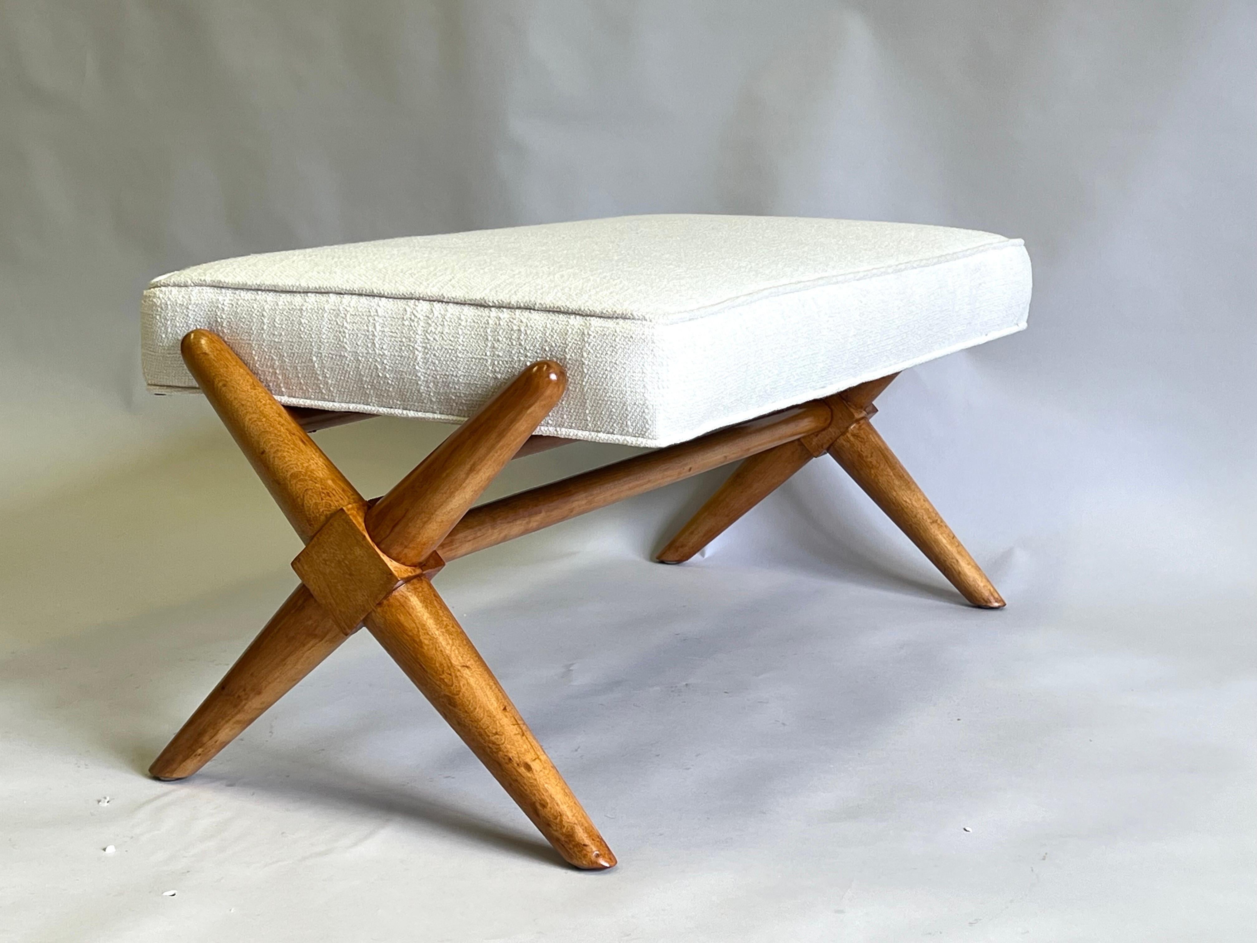 20th Century Mid-Century Modern Neoclassical Hardwood Bench in the style of Jean-Michel Frank For Sale
