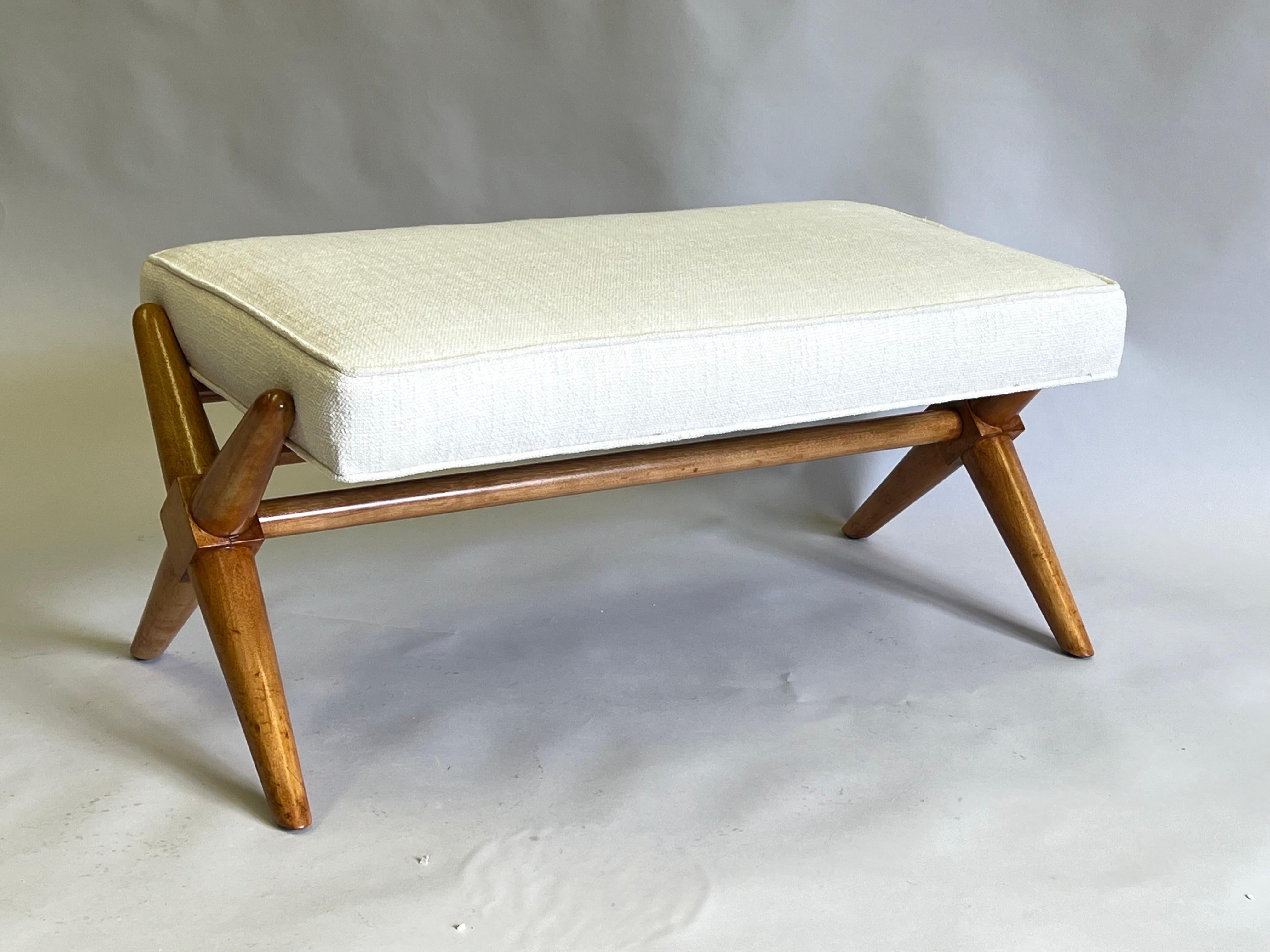 Mid-Century Modern Neoclassical Hardwood Bench in the style of Jean-Michel Frank For Sale 1