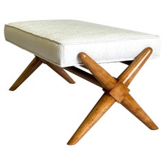 Panca in legno massiccio neoclassica moderna di metà secolo nello stile di Jean-Michel Frank