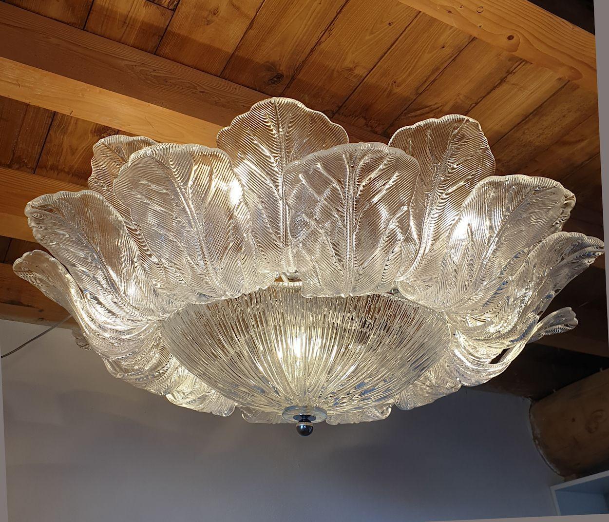 Neoclassical Large Murano glass flush mount chandelier 1
