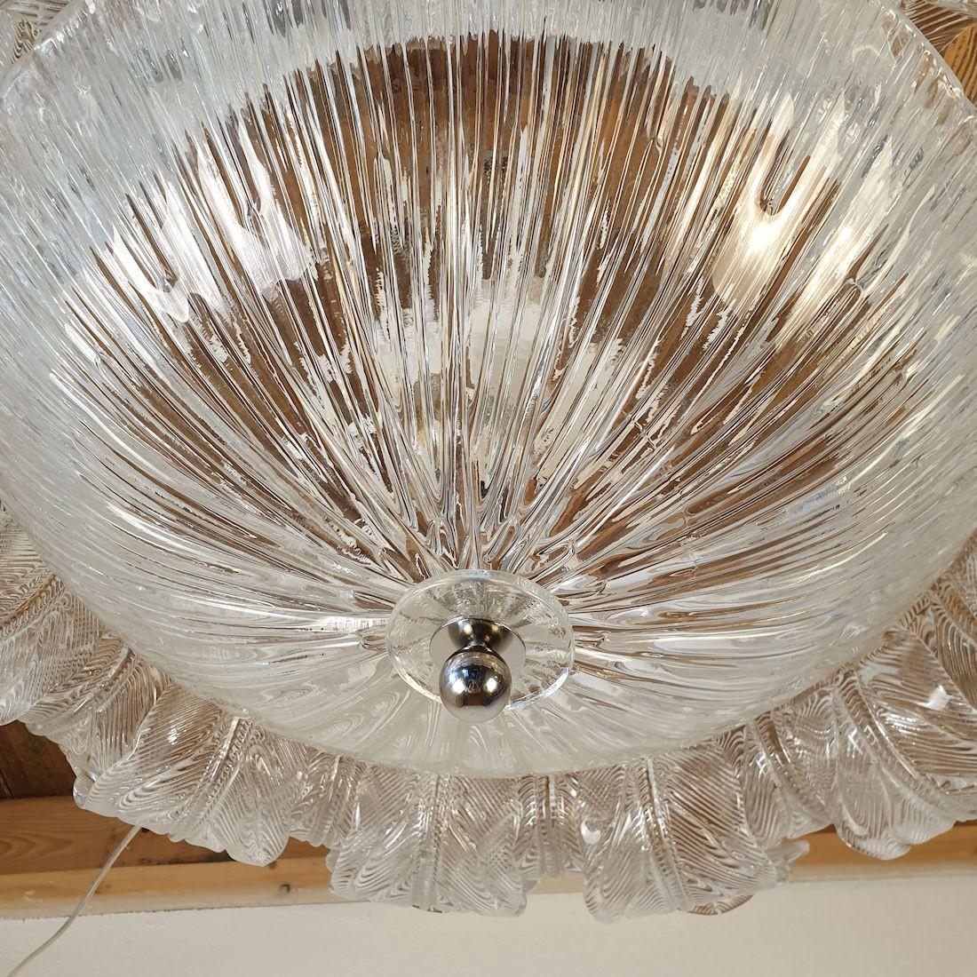 Neoclassical Large Murano glass flush mount chandelier 2