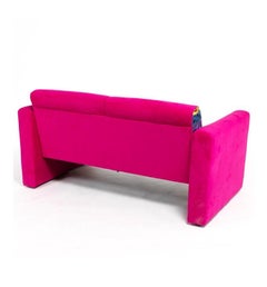 Mid-Century Modern Neonrosa Wild 1980er gepolstertes Loveseat-Sofa