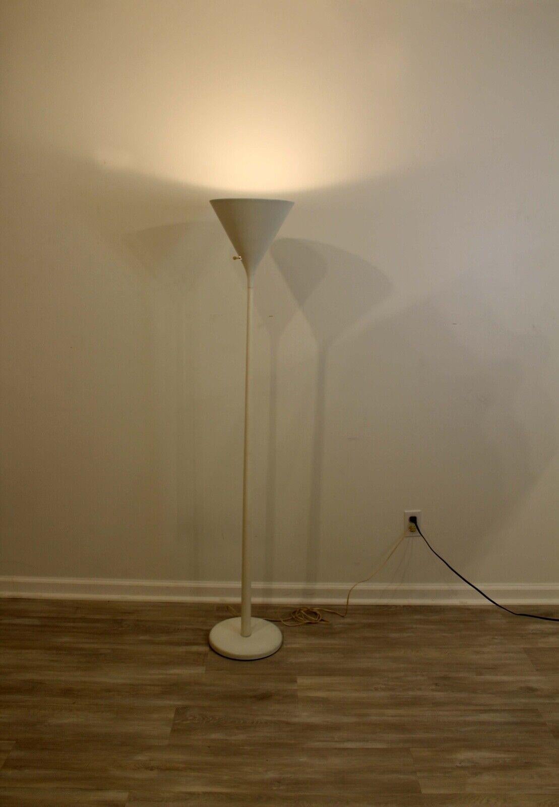 Mid-Century Modern Nessen White Metal Torchiere Floor Lamp 2