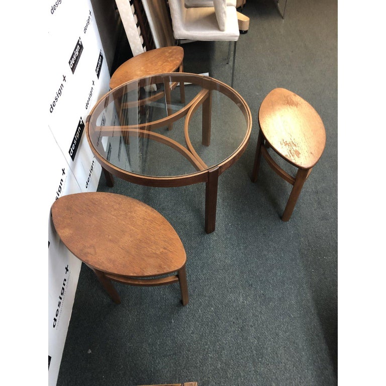 MidCentury Modern Nesting Table Seat or Stool Set, by Nathan Furniture