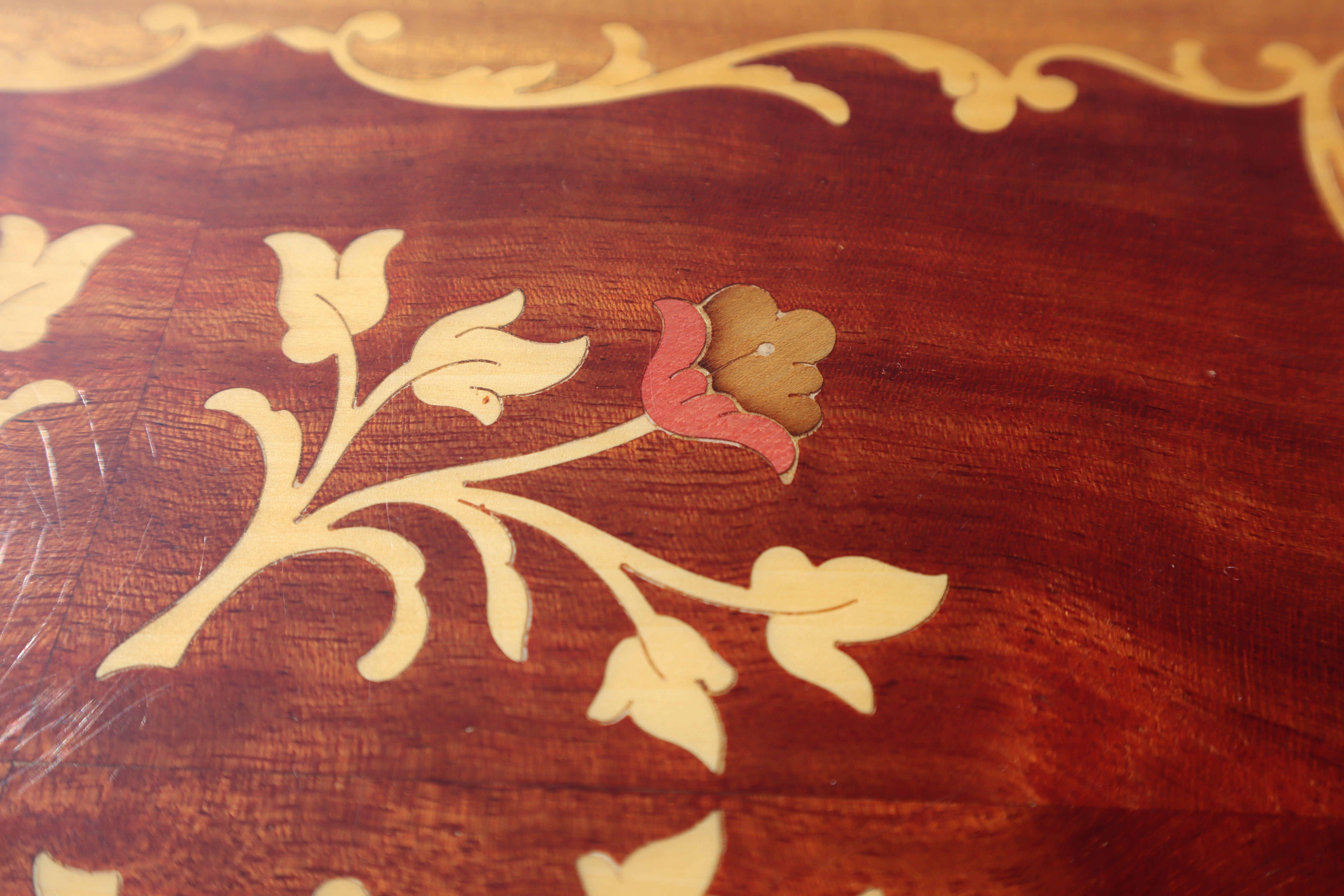 Mid-Century Modern Nesting Tables- Set of 3 Brass - Marquetry Accent Tables-60s 3