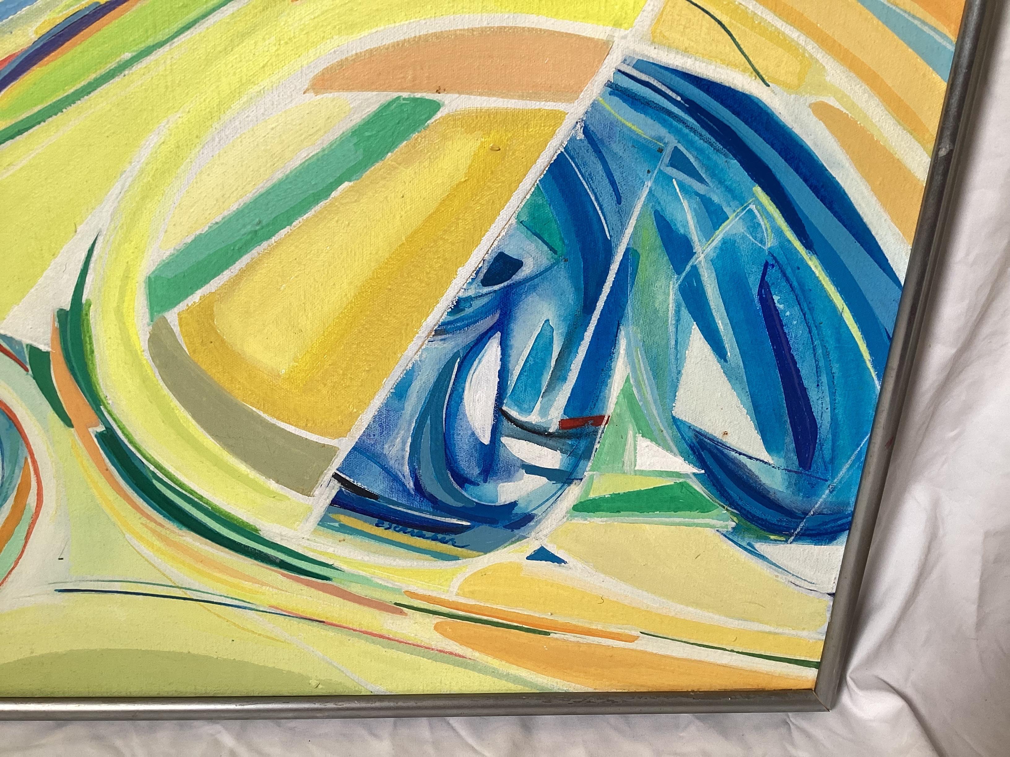 Americano Mid Century Modern New Jersey Seascape Painting in vendita