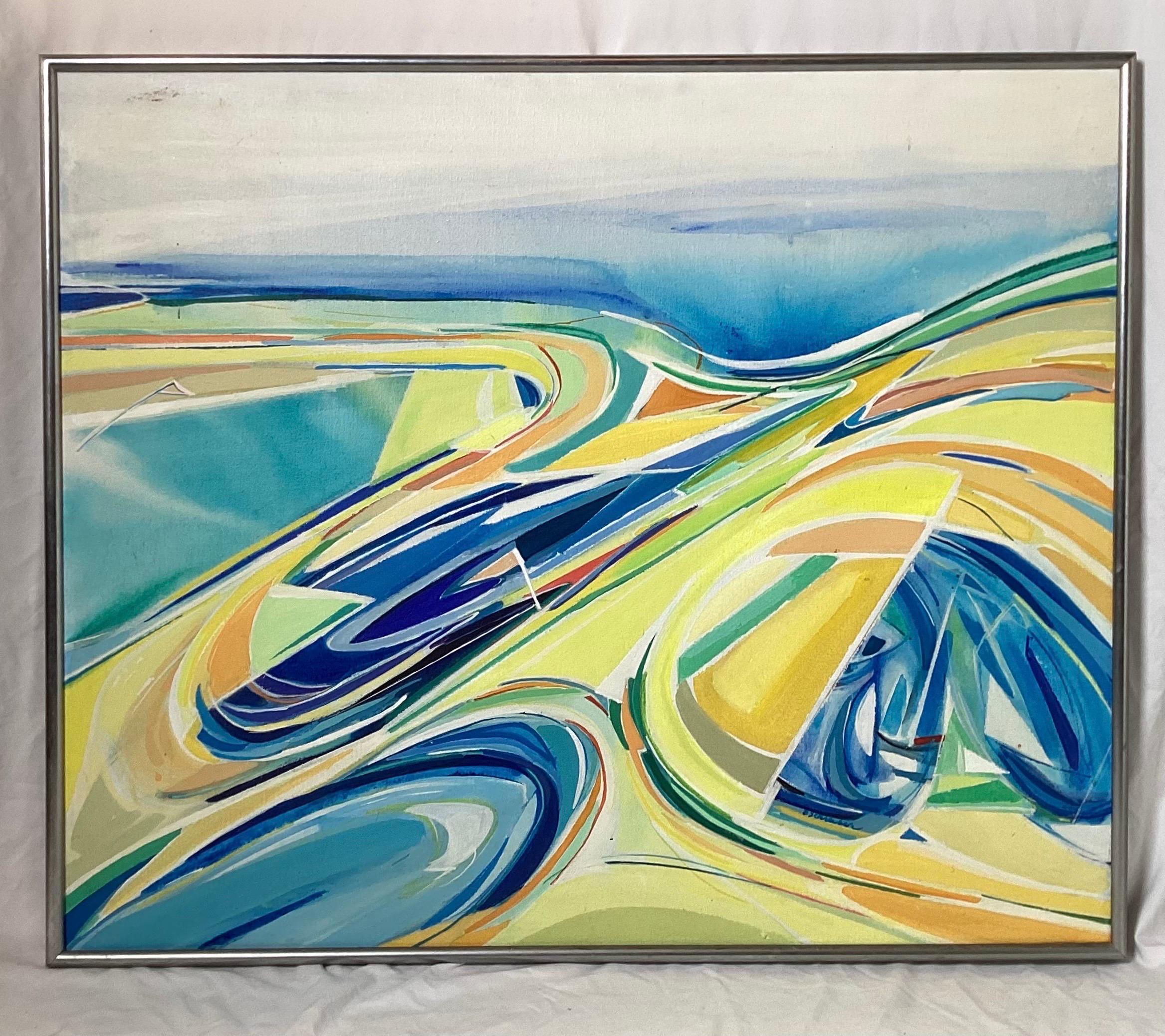 Dipinto Mid Century Modern New Jersey Seascape Painting in vendita